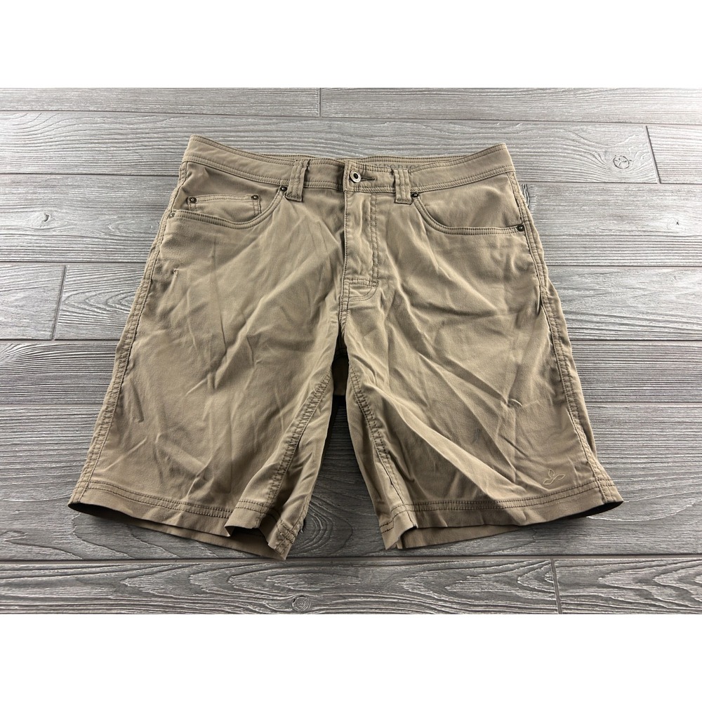 Prana Brion Shorts Mens 32X9L Khaki Athletic Stretch Zion Hiking Outdoors